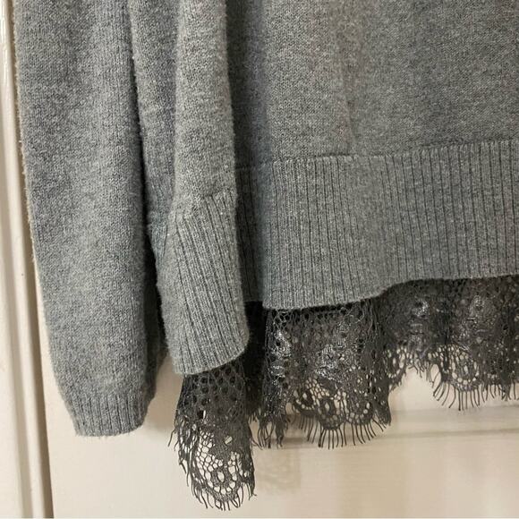 LANE BRYANT • Gray Lace Long Sleeve Scoop Neck Sweater - Picture 4 of 6